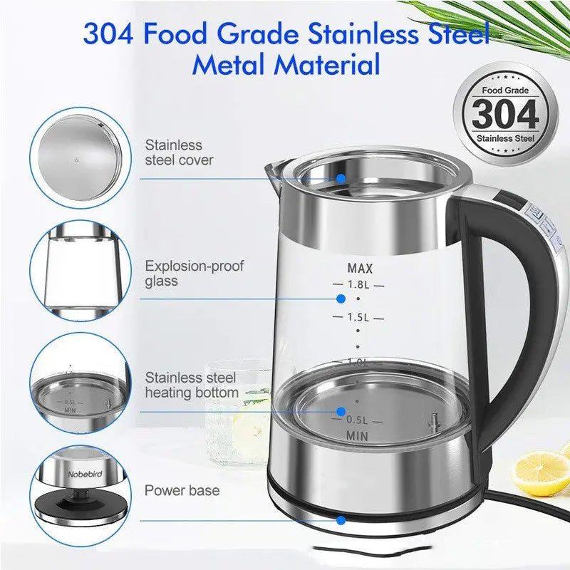 Intelligent Constant Temperature Glass Electric Kettle For Household Use NutsnBolts1 Ltd