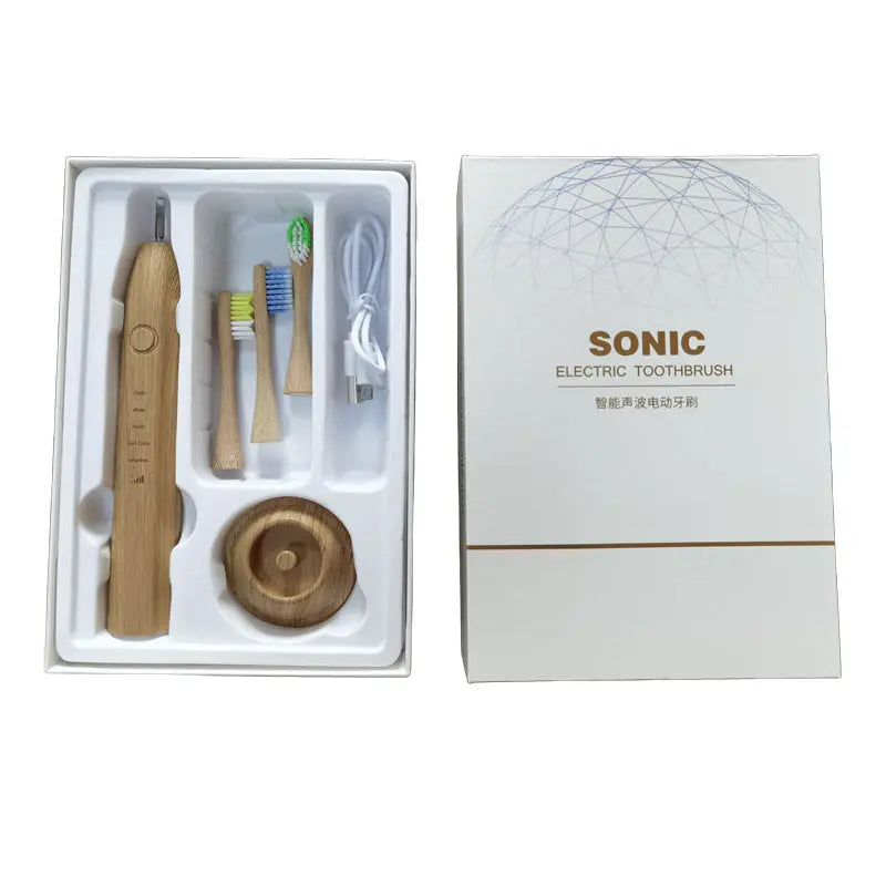 Sonic, Electric Bamboo-Effect Toothbrush (3 Brush Heads Included) NutsnBolts1 Ltd